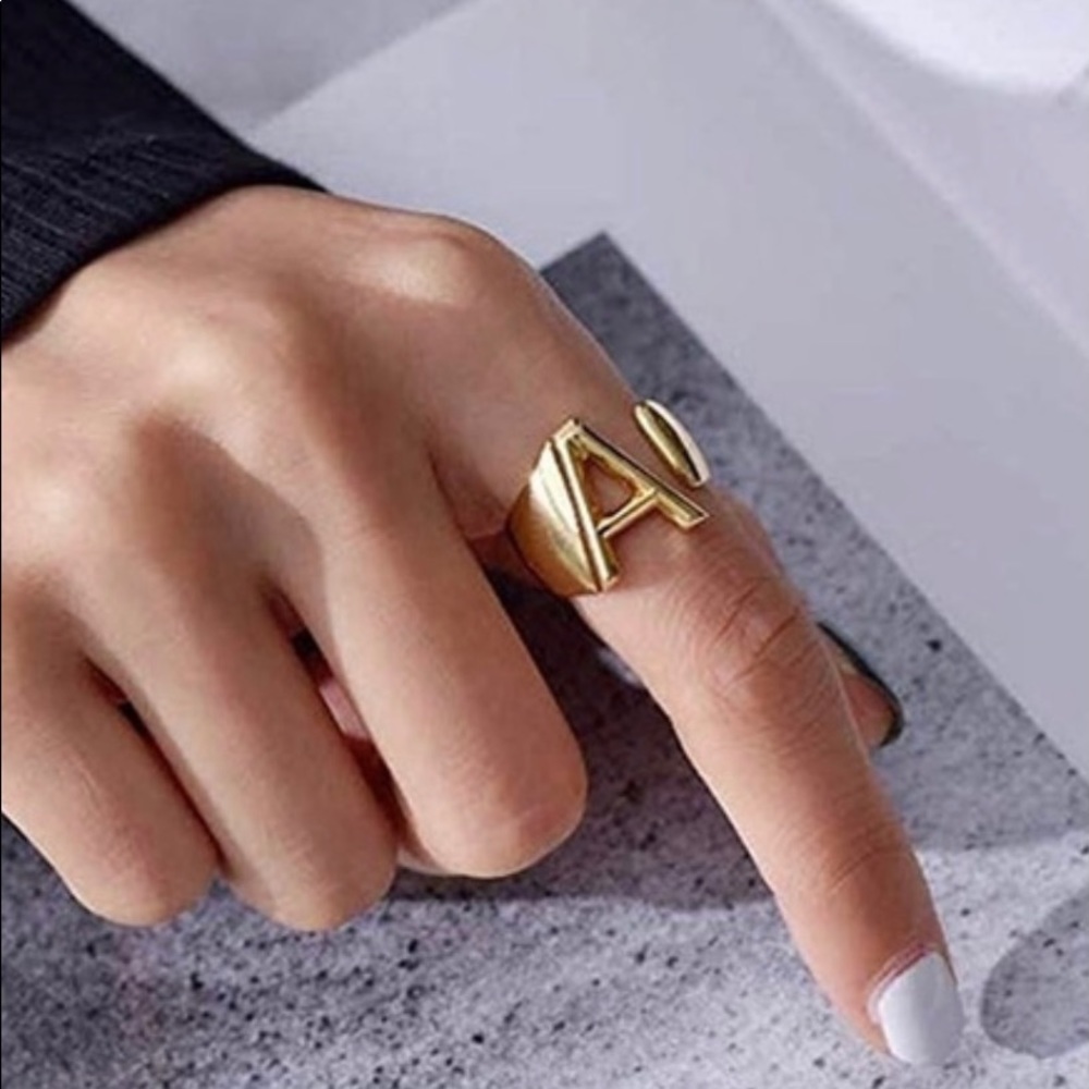 Gold-tone Initial Ring - Letter A